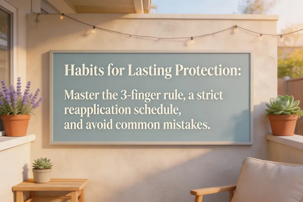 Habits for Lasting Protection: Master the 3-finger rule, a strict reapplication schedule, and avoid common mistakes.