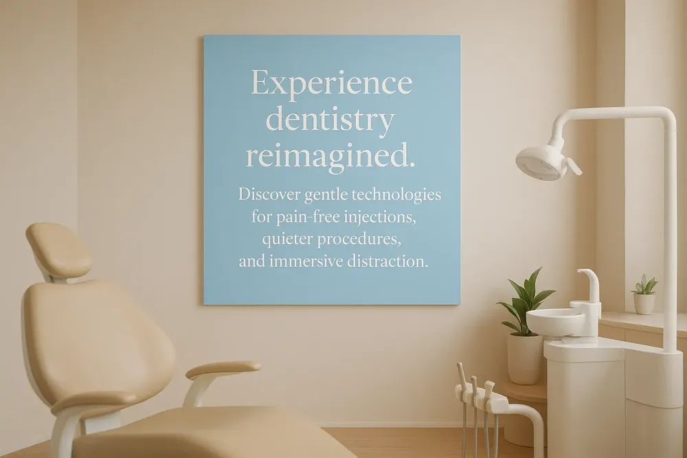 Experience dentistry reimagined. Discover gentle technologies for pain-free injections, quieter procedures, and immersive distraction.