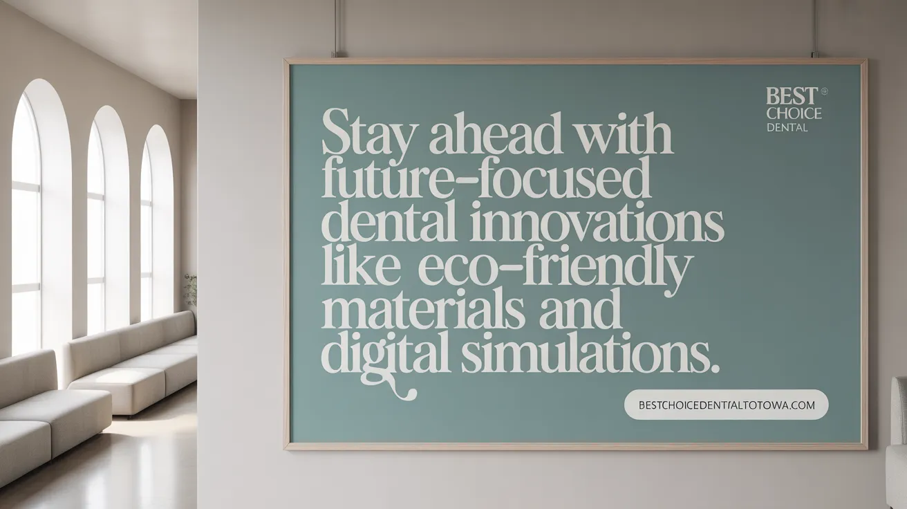 Stay ahead with future-focused dental innovations like eco-friendly materials and digital simulations.