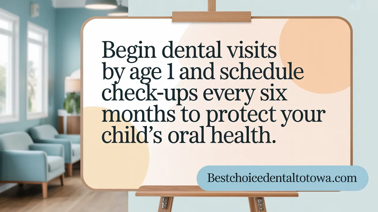 Begin dental visits by age 1 and schedule check-ups every six months to protect your child's oral health.