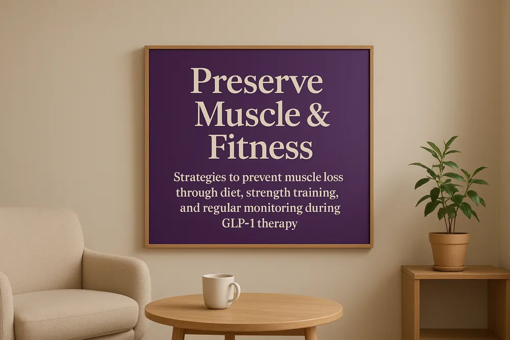Preserve Muscle & Fitness. Strategies to prevent muscle loss through diet, strength training, and regular monitoring during GLP-1 therapy.