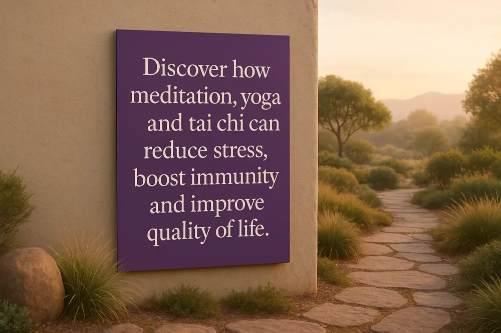 Discover how meditation, yoga, and tai chi can reduce stress, boost immunity, and improve quality of life.