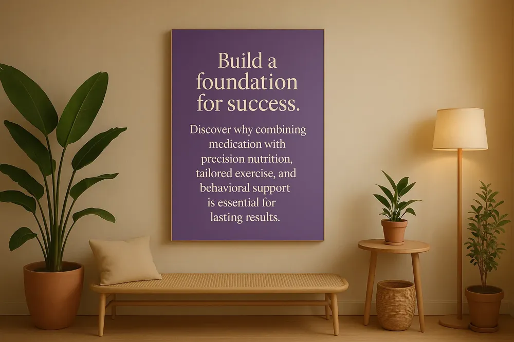Build a foundation for success. Discover why combining medication with precision nutrition, tailored exercise, and behavioral support is essential for lasting results.