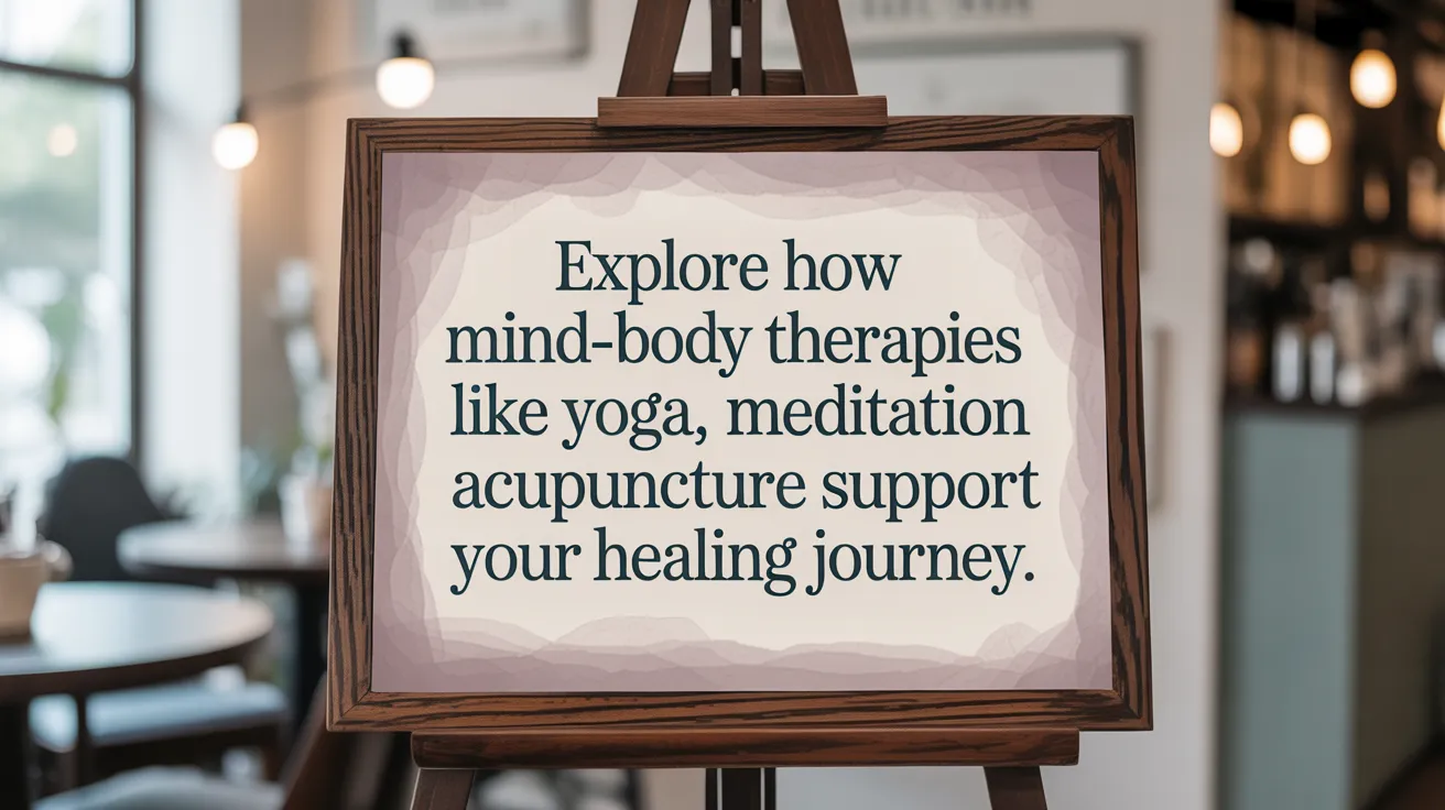 Explore how mind-body therapies like yoga, meditation, and acupuncture support your healing journey.