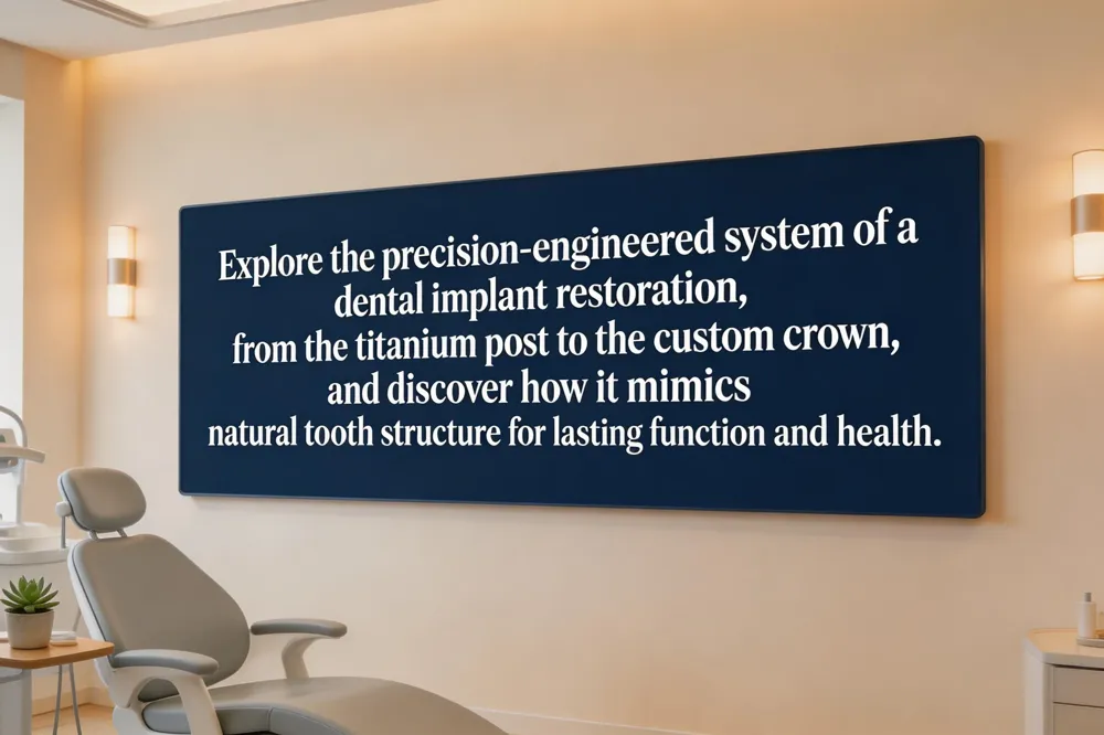 Explore the precision-engineered system of a dental implant restoration, from the titanium post to the custom crown, and discover how it mimics natural tooth structure for lasting function and health.