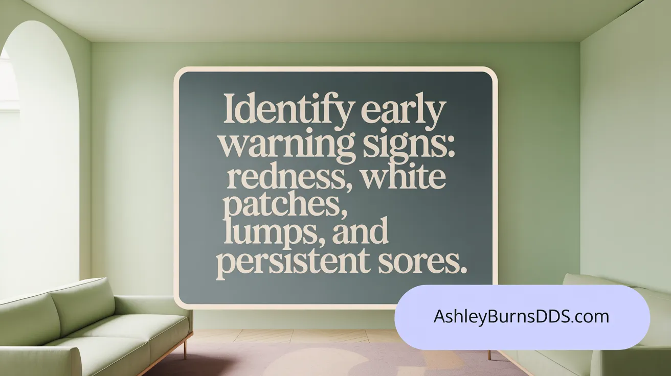 Identify early warning signs: redness, white patches, lumps, and persistent sores.