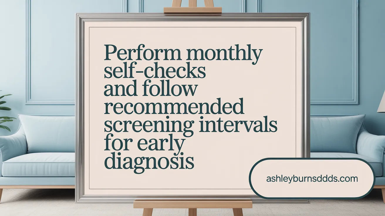 Perform monthly self-checks and follow recommended screening intervals for early diagnosis.