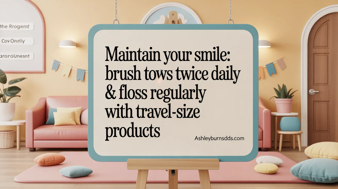 Maintain Your Smile: Brush Twice Daily & Floss Regularly with Travel-Size Products