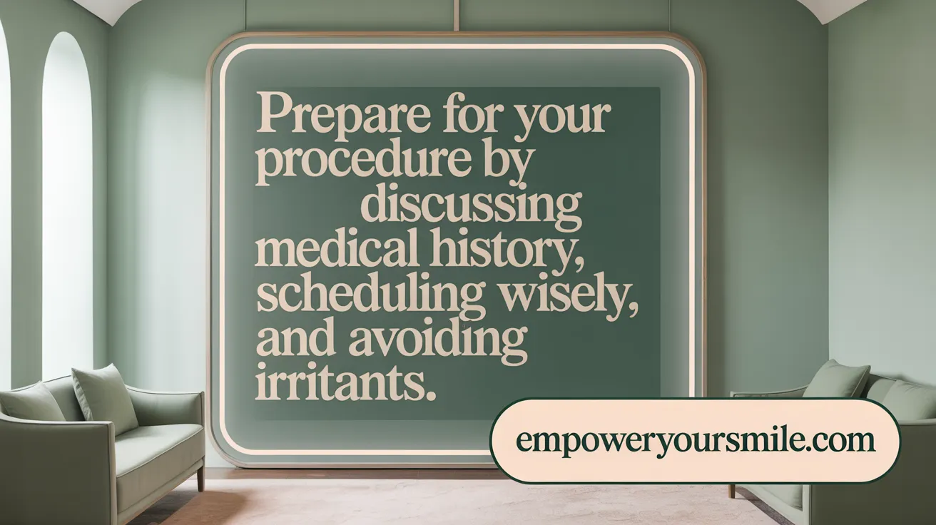 Prepare for your procedure by discussing medical history, scheduling wisely, and avoiding irritants.