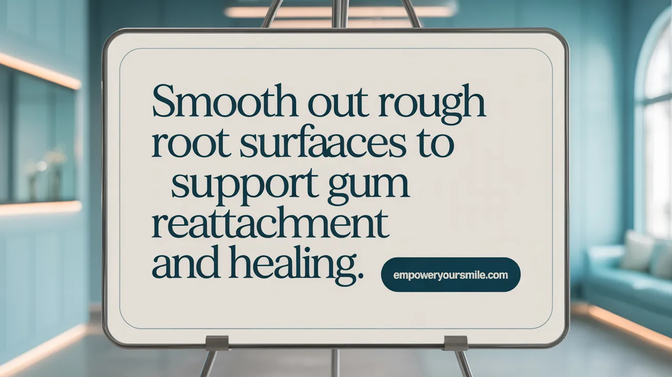 Smooth out rough root surfaces to support gum reattachment and healing.