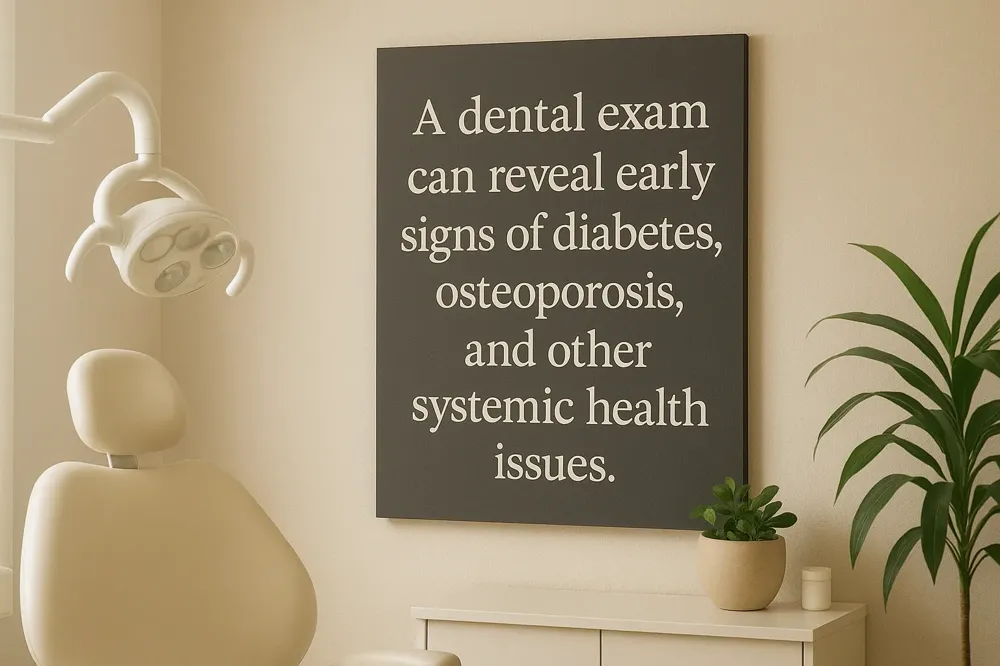 A dental exam can reveal early signs of diabetes, osteoporosis, and other systemic health issues.