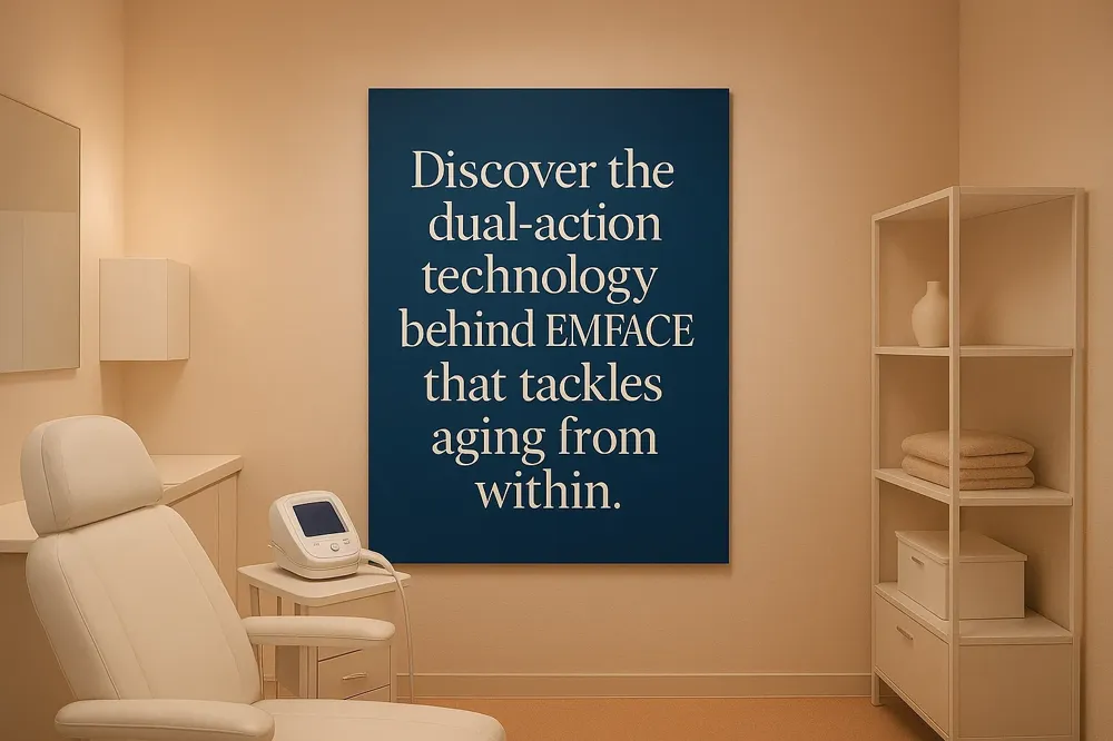 Discover the dual-action technology behind EMFACE that tackles aging from within.