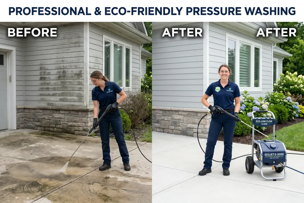 Use low‑flow nozzles, recycle rinse water, and biodegradable detergents to protect water resources and local ecosystems.