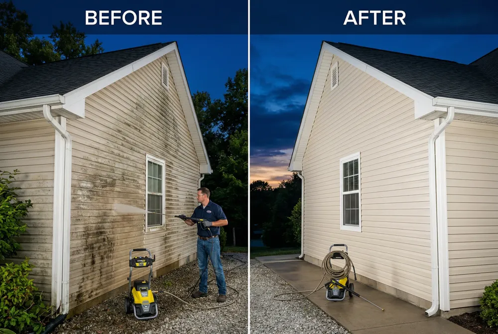 Wear goggles, gloves, non‑slip boots, and ear protection; keep wand 12‑18 inches from surfaces, avoid plants and electrical fixtures, and use low pressure on windows and seals.