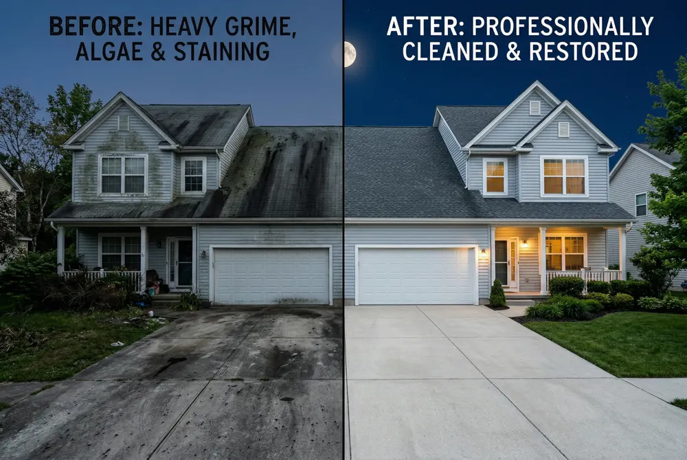 Soft washing runs $0.30–$0.80 / ft² (≈ $600–$1,600 for a 2,000‑ft² home) while pressure washing is $0.20–$0.50 / ft² (≈ $400–$1,000). Higher soft‑wash rates reflect chemical costs, low‑pressure equipment, and longer dwell times.