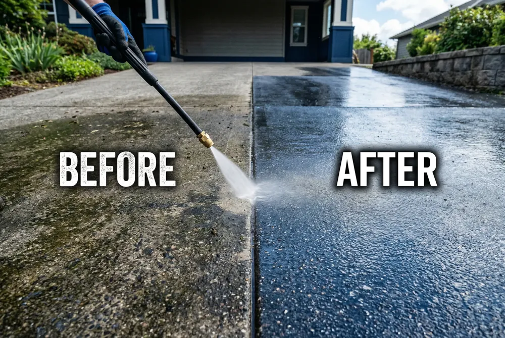 Bleach (sodium hypochlorite) kills microbes; surfactants enhance adhesion; neutralizers protect plants and metal.