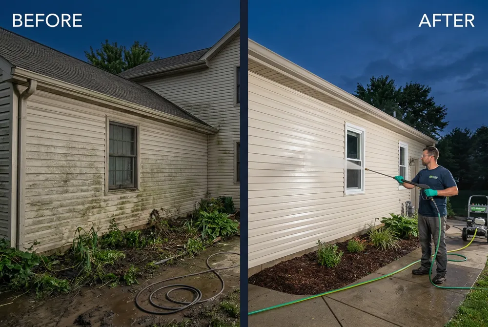 Use low‑flow, biodegradable detergents, capture runoff with tarps or berms, and recycle water on‑site to meet Santa Barbara County conservation ordinances.