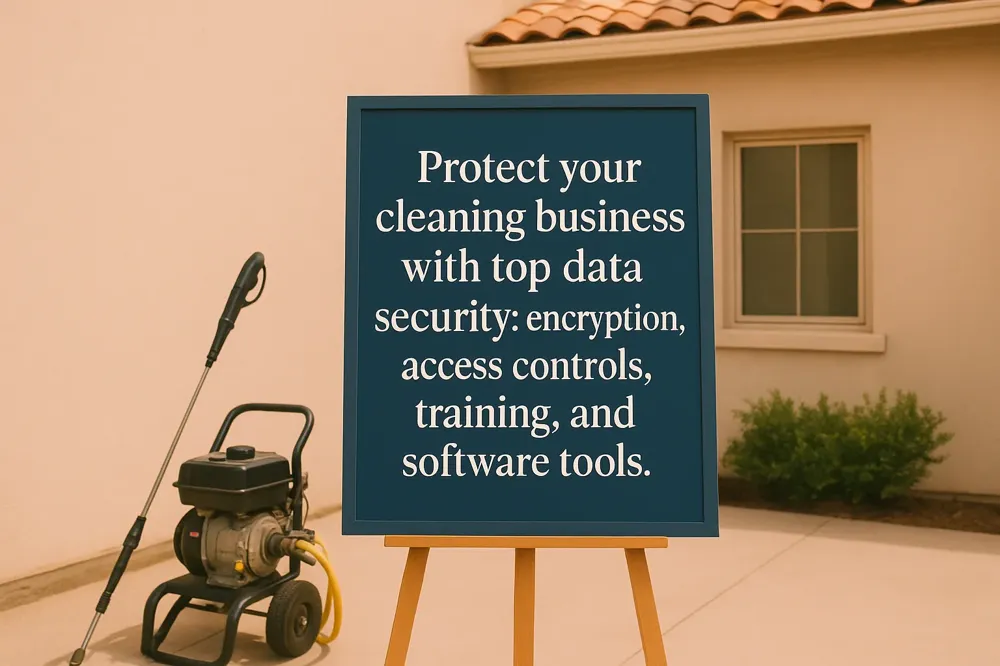 Protect your cleaning business with top data security: encryption, access controls, training, and software tools.