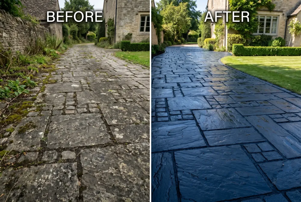 Restore slip‑resistant, spotless concrete and stone surfaces.