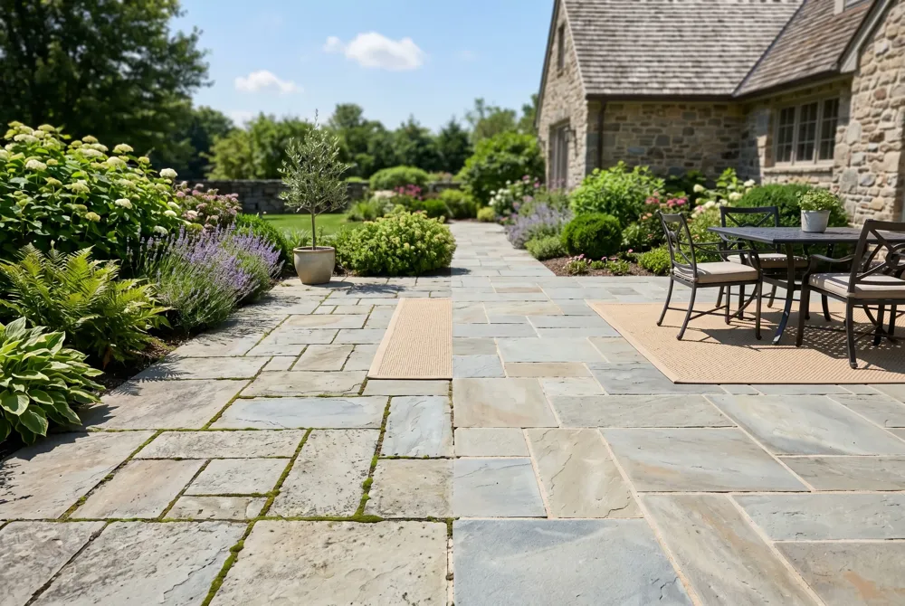 Deep clean twice yearly, quarterly light rinses, reseal, use biodegradable detergents, and conserve water for lasting patio health.