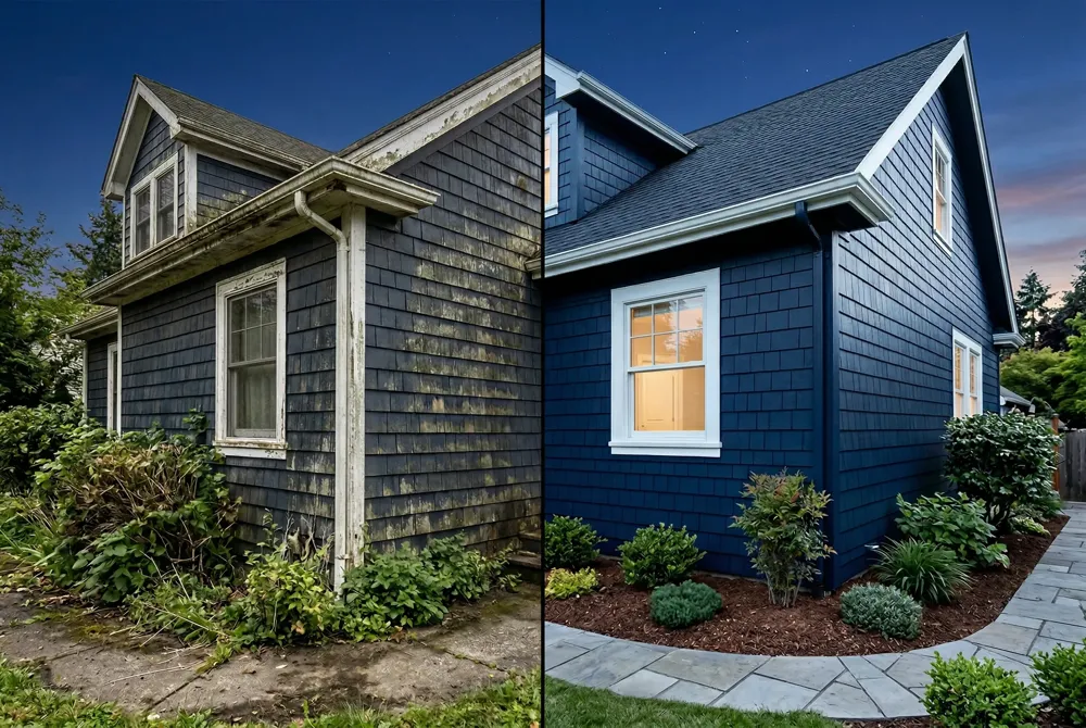 Standard siding cleaning in Santa Barbara costs $0.25–$0.45 / ft²; add‑ons (gutter, roof soft‑wash, steep decks) add $0.05–$0.10 / ft² or a flat $100–$150 fee. A typical 2,000‑ft² house with add‑ons totals $600–$1,050.