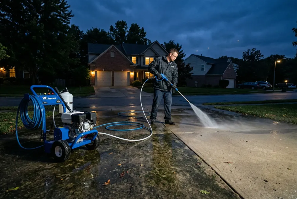 Simpson PowerShot series with Honda GX200 (3,300 PSI, 2.5 GPM) or GX390 (4,200 PSI, 4.0 GPM) offers high power, corrosion‑resistant pumps, and interchangeable nozzles.