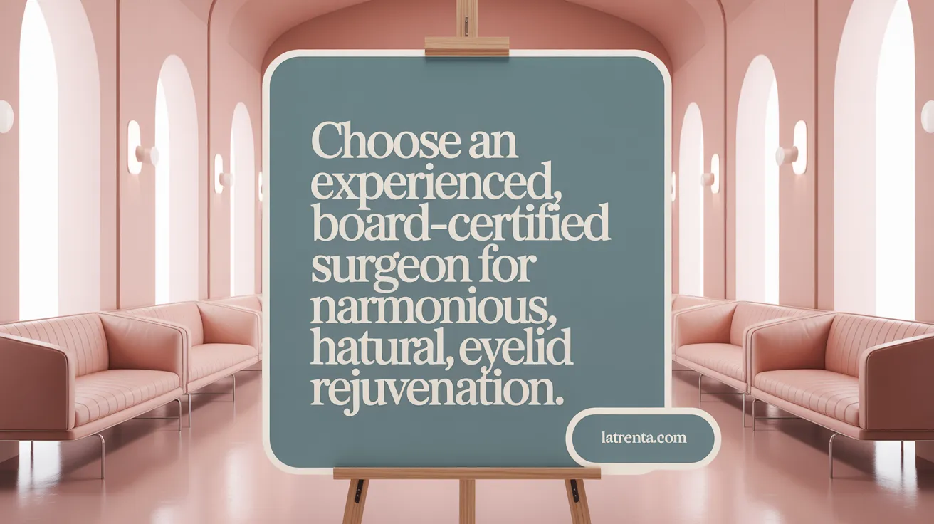 Choose an experienced, board-certified surgeon for natural, harmonious eyelid rejuvenation.
