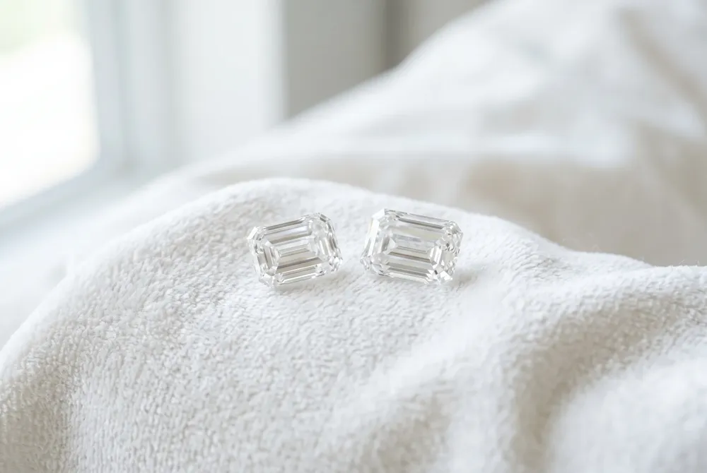 Understand how the elongated geometry of the emerald cut creates a sophisticated, slimming effect on the finger compared to the compact brilliance of the princess cut.