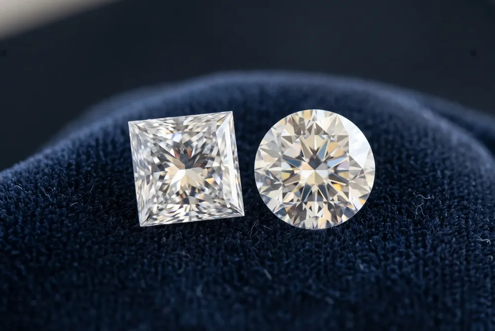 Understand the key differences between princess and round brilliant diamonds in sparkle, cost, durability, and visual size.