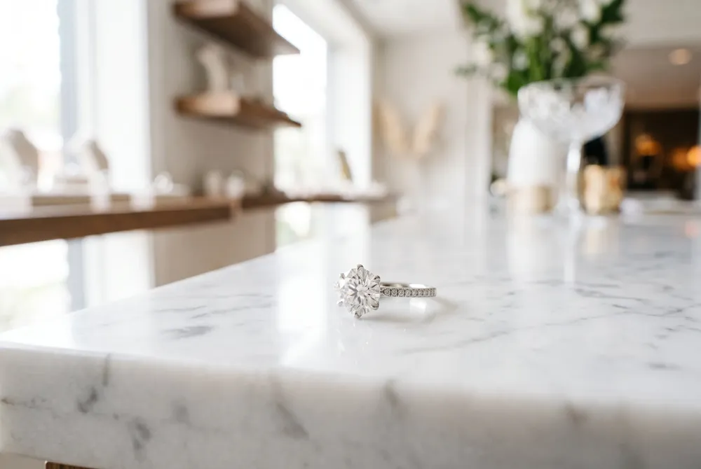 Illuminate your center stone with a refined halo setting, designed to maximize brilliance and provide a luxurious, impactful presence.
