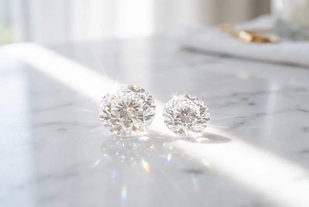 Explore the nuanced interplay of light as we compare the intense architectural brilliance of the princess cut with the gentle, romantic radiance of the cushion cut.