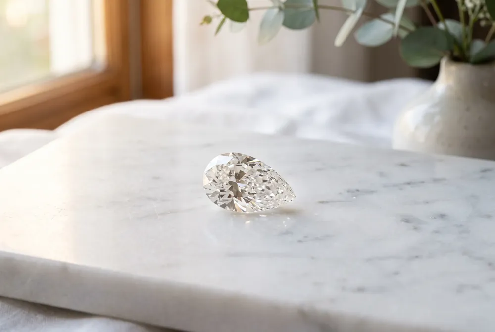Discover the sophisticated allure of pear shaped diamonds, which provide a graceful, lengthening silhouette and timeless presence on the finger.