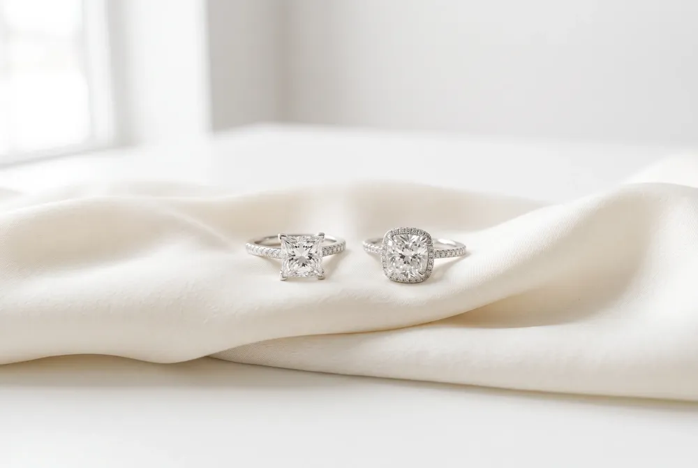 Let your personal style and daily habits guide you between the princess cut's bold geometry and the cushion cut's gentle, romantic glow—each offers its own timeless allure.