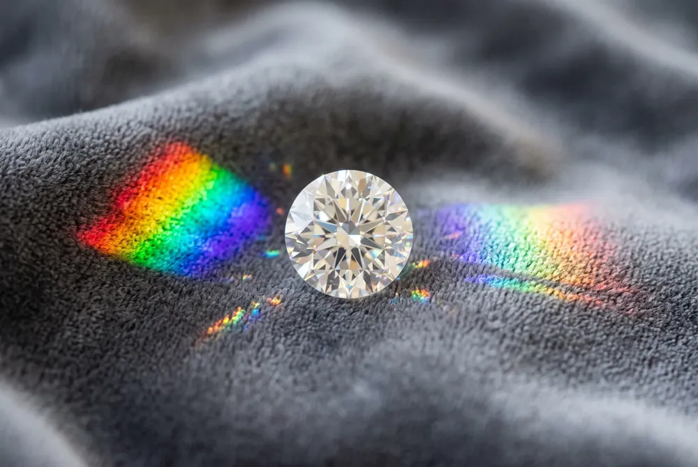 Moissanite's higher refractive index produces vivid rainbow flashes known as fire, while diamond offers a more subtle white brilliance, a personal choice that defines your ring's character.