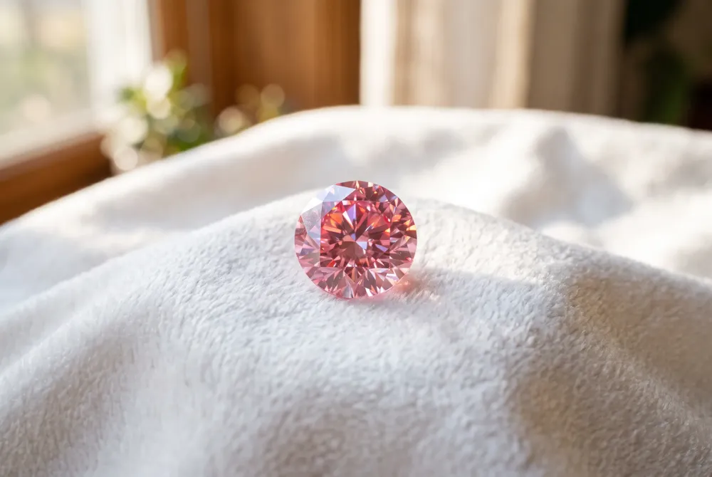Embrace the romantic blush of pink moissanite, a treasure that offers rare beauty without the extraordinary price.