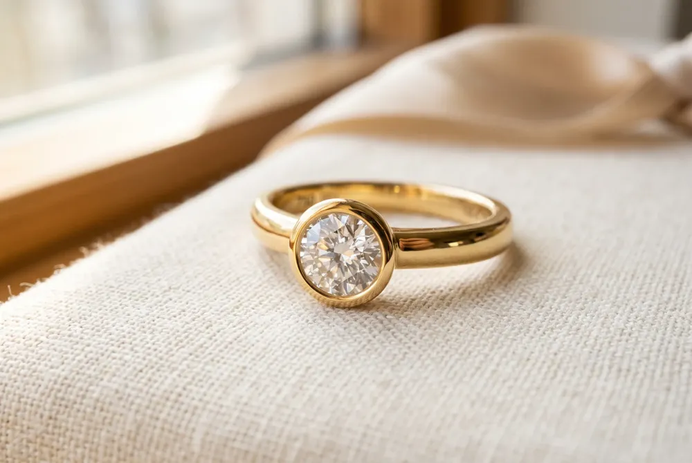 The hand-engraved 18-karat yellow gold band and low-profile bezel setting transform a remarkable stone into a one-of-a-kind heirloom.