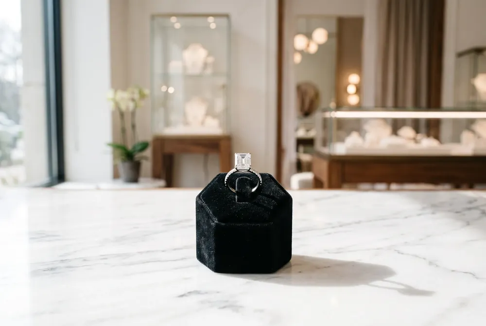 Because its elongated silhouette and pointed tips spread carat weight across a greater surface, the marquise appears remarkably larger than round cuts of the same weight.
