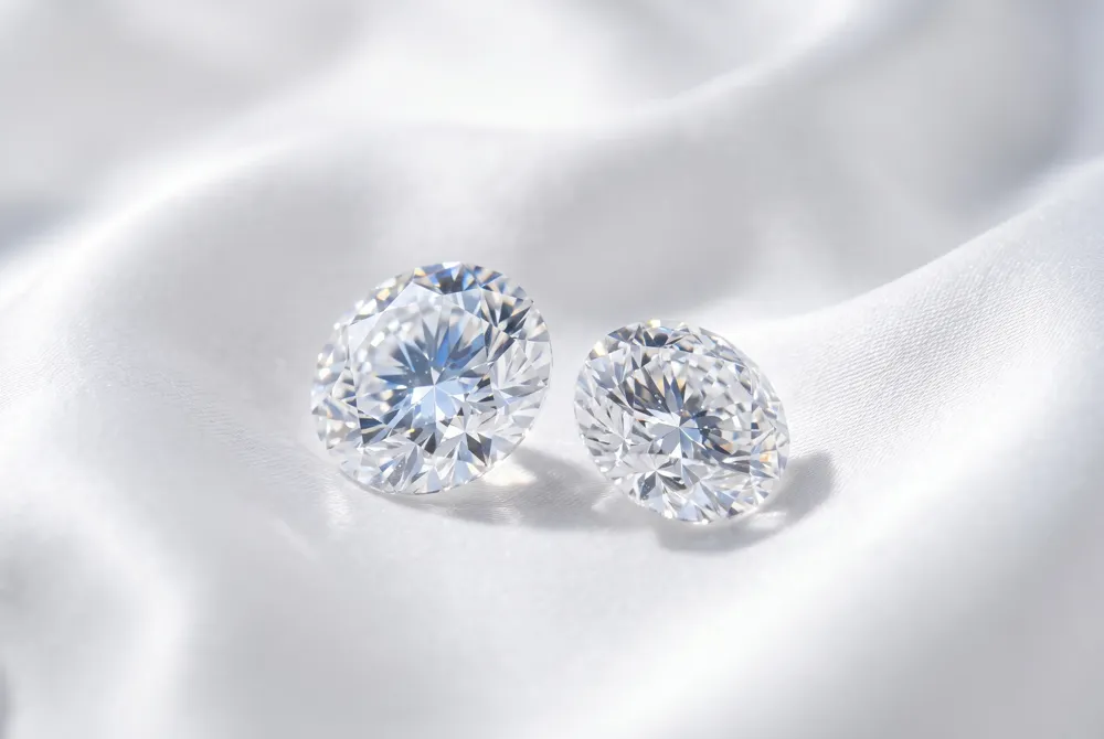 Discover the graceful contrast between the soft, pillow-like curves of a cushion cut and the bold, geometric precision of a contemporary princess cut.