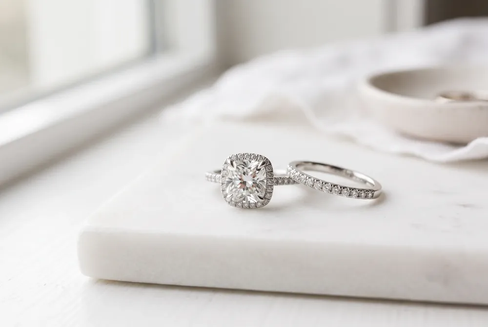 Consider settings, metals, and wedding-band pairing to create a cushion ring tailored to your style.