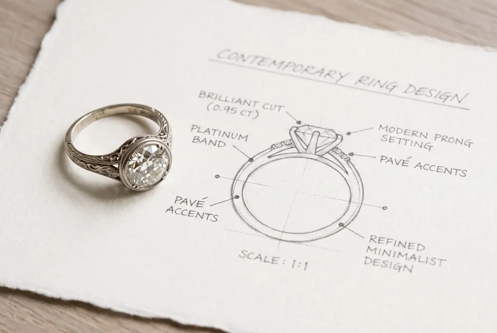 Vintage elements like old mine cuts and bezel settings adapt gracefully to contemporary design, letting couples honor tradition while crafting a ring that feels fresh and personal.