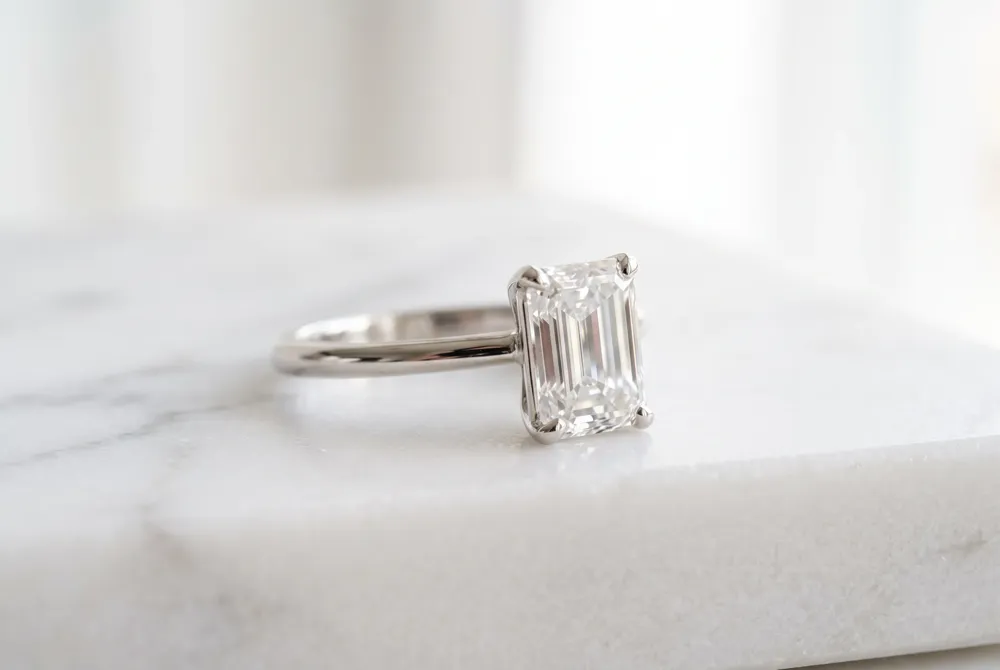 Embrace the bold architectural beauty of our emerald cut masterpieces, designed with sleek, minimalist settings that highlight the clean lines and elegant transparency of this classic shape.