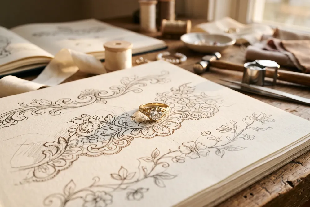 Design your own vintage-inspired ring by letting each element, from the stone's character to the warm gold band, tell a story that is uniquely and authentically yours.