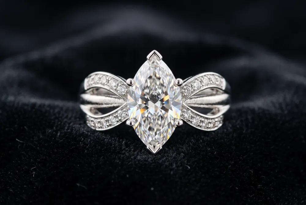 A subtle bow‑tie can add character, while a well-proportioned cut ensures your marquise sparkles from every angle.