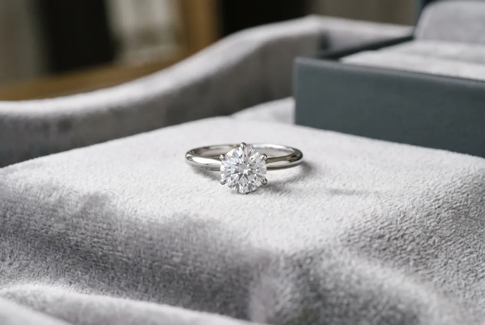 Lab-grown diamond solitaire engagement ring in a refined setting.