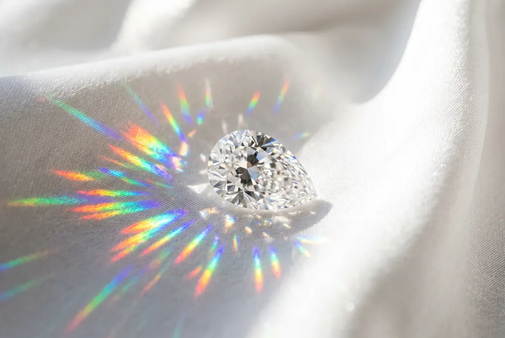 Experience the enchanting light performance of moissanite, a stone celebrated for its superior dispersion and captivating rainbow fire.