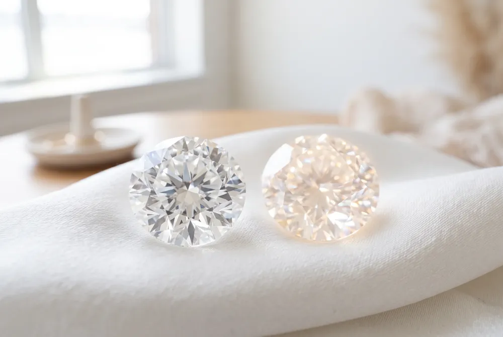 The princess cut delivers sharp, high-contrast brilliance, while the cushion cut offers a softer glow with a range from romantic dreaminess to pronounced shimmer.