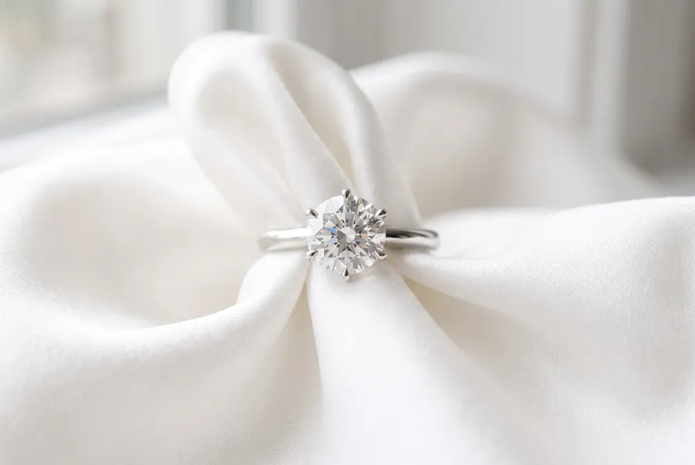 The classic halo setting amplifies the soft radiance of a cushion cut, offering a timeless and opulent silhouette for the modern bride.
