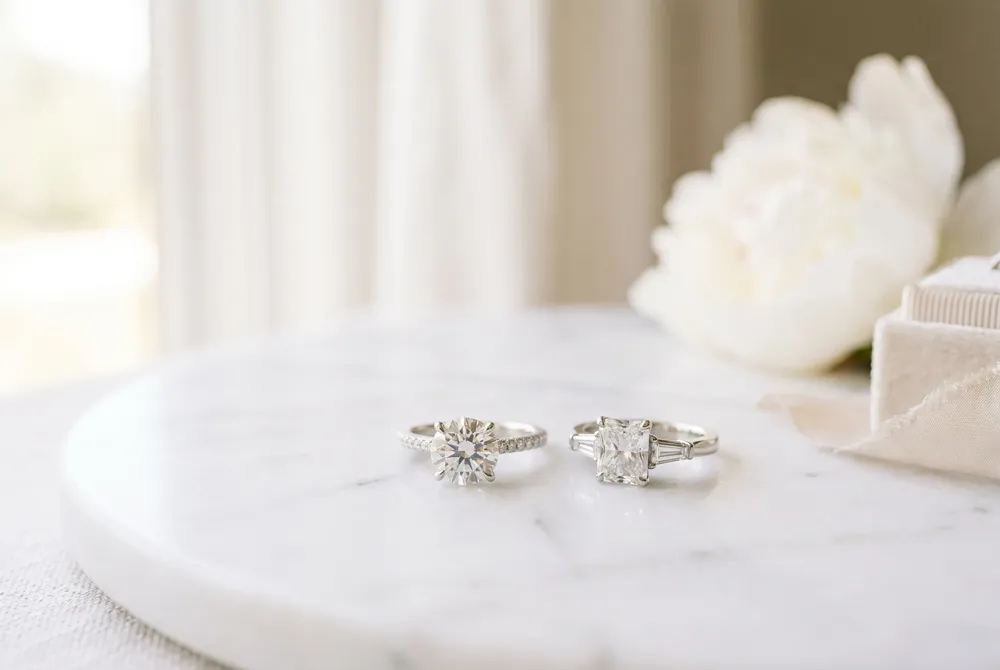 The half-eternity band offers a harmonious blend of luxurious sparkle and comfortable, everyday wearability for your stack.