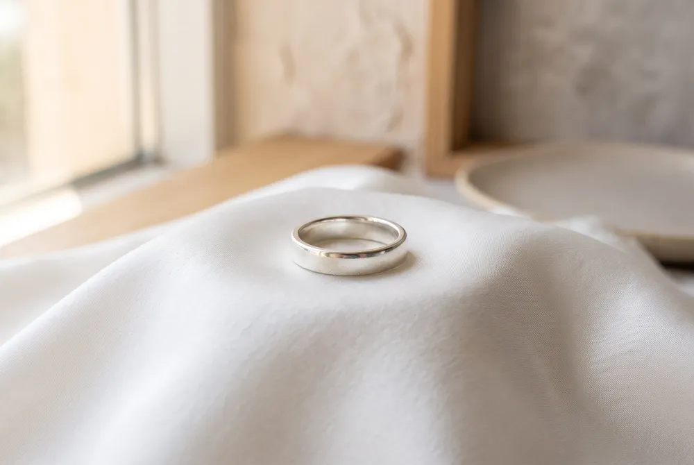The bezel setting, a sleek metal rim embracing the diamond, pairs modern minimalism with vintage warmth, offering both security and a glowing stage for the stone.