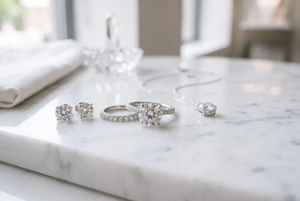 A harmonious trio of marquise and trillion diamonds creates a dramatic, high-fashion aesthetic that perfectly captures the essence of luxury.